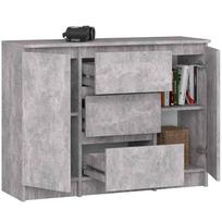komodos dureles - Komoda Akord Furniture Factory K100, pilka, 101 cm x 35 cm x 76 cm - 6 nuotrauka