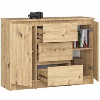 komoda akord - Komoda Akord Furniture Factory K100, ąžuolo, 101 cm x 35 cm x 76 cm - 6 nuotrauka
