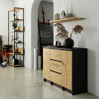 komoda akord - Komoda Akord Furniture Factory K100, ruda/pilka, 101 cm x 35 cm x 76 cm - 2 nuotrauka
