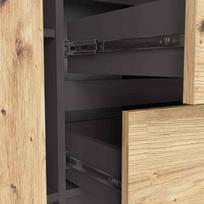 komoda akord - Komoda Akord Furniture Factory K100, ruda/pilka, 101 cm x 35 cm x 76 cm - 4 nuotrauka