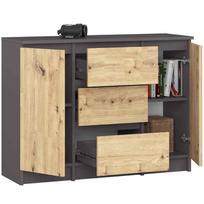 komoda akord - Komoda Akord Furniture Factory K100, ruda/pilka, 101 cm x 35 cm x 76 cm - 6 nuotrauka