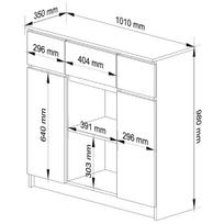 komoda akord - Komoda Akord Furniture Factory K100, balta, 101 cm x 35 cm x 98 cm - 6 nuotrauka