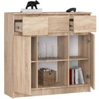 komoda akord - Komoda Akord Furniture Factory K100, ruda, 101 cm x 35 cm x 98 cm - 7 nuotrauka