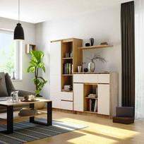 komoda akord - Komoda Akord Furniture Factory K100, ruda/balta, 101 cm x 35 cm x 98 cm - 2 nuotrauka