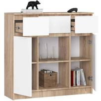 komoda akord - Komoda Akord Furniture Factory K100, ruda/balta, 101 cm x 35 cm x 98 cm - 7 nuotrauka