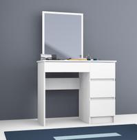 kosmetinis staliukas su stalciukais - Akord T-6/SL Kosmetinis staliukas, baltas (White), 50 cm x 90 cm x 77 cm, su veidrodžiu - 4 nuotrauka