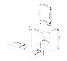 kosmetinis staliukas su stalciukais - Akord T-6/SL Kosmetinis staliukas, baltas (White), 50 cm x 90 cm x 77 cm, su veidrodžiu - 6 nuotrauka