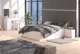 ermitazas stalai - Kosmetinis staliukas Akord Furniture Factory, balta sp., 142 cm x 50 cm x 90 cm - 3 nuotrauka