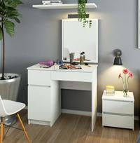 ermitazas stalai - Kosmetinis staliukas Akord P-2/SL, baltas (White), 50 cm x 90 cm x 142 cm, su veidrodžiu - 2 nuotrauka