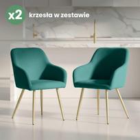 zalios valgomojo kedes - Kėdžių rinkinys Akord Estelle, blizgi, aukso sp./žalia sp., 50.5 cm x 42 cm x 83 cm, 2 vnt. - 5 nuotrauka