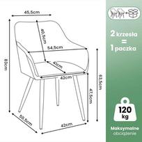 zalios valgomojo kedes - Kėdžių rinkinys Akord Estelle, blizgi, aukso sp./žalia sp., 50.5 cm x 42 cm x 83 cm, 2 vnt. - 12 nuotrauka