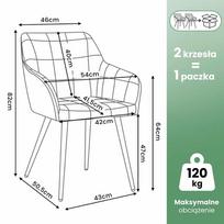 kedes valgomojo 5 - Kėdžių rinkinys Akord Luxano, blizgi, juoda sp./pilka sp., 50.5 cm x 43 cm x 82 cm, 2 vnt. - 10 nuotrauka