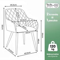 kedes valgomojo 5 - Kėdžių rinkinys Akord Velto, juoda sp./smėlio sp., 51.5 cm x 42.5 cm x 82 cm, 2 vnt. - 12 nuotrauka