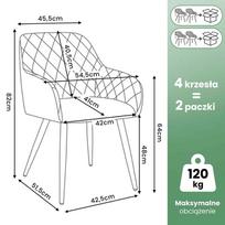 kedes valgomojo 5 - Kėdžių rinkinys Akord Velto, matinė, pilka sp., 51.5 cm x 42.5 cm x 82 cm, 4 vnt. - 12 nuotrauka