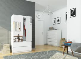 spinta su veidrodziu - Spinta Akord Furniture Factory S90, balta (White), su veidrodžiu - 2 nuotrauka