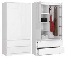 balta blizgi spinta - Spinta Akord Furniture Factory S90, balta, 50.4 cm x 90.4 cm x 180 cm - 3 nuotrauka
