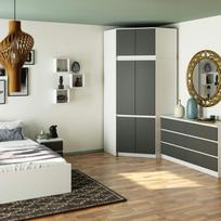 antresole - Spinta Akord Furniture Factory S100, balta/pilka, 100 cm x 50 cm x 235 cm - 2 nuotrauka