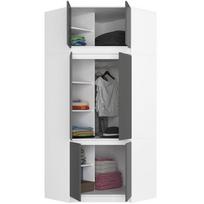 antresole - Spinta Akord Furniture Factory S100, balta/pilka, 100 cm x 50 cm x 235 cm - 4 nuotrauka