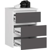 komoda akord - Komoda Akord CL3 3SZ CLP, baltas/grafito, 35 cm x 60 cm x 57 cm - 6 nuotrauka