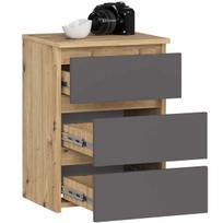 staliukas oak - Akord CL3 Naktinis staliukas, ąžuolo spalvos/pilka spalva (Oak/Grey), 40 cm - 6 nuotrauka