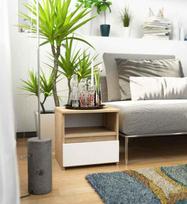 baltos spinteles prie lovos - Akord Furniture Factory Naktinis staliukas CL1, rudas/baltas (Brown/White), 40 x 40 x 35 cm - 3 nuotrauka