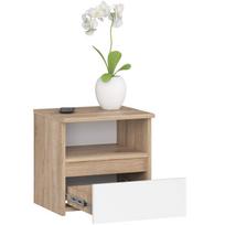 baltos spinteles prie lovos - Akord Furniture Factory Naktinis staliukas CL1, rudas/baltas (Brown/White), 40 x 40 x 35 cm - 6 nuotrauka