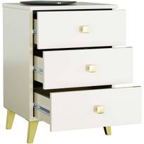baltos spinteles prie lovos - Komoda Akord Furniture Factory Mobi K-03, aukso/balta, 37 cm x 40 cm x 58 cm - 7 nuotrauka