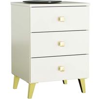 baltos spinteles prie lovos - Komoda Akord Furniture Factory Mobi K-03, aukso/balta, 37 cm x 40 cm x 58 cm - 8 nuotrauka