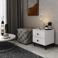 baltas naktine spintele - Naktinis staliukas Akord Furniture Factory Mobi K-02, balta/juoda - 2 nuotrauka