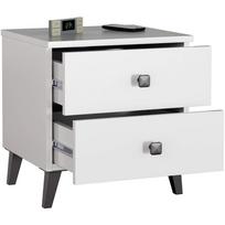 baltas naktine spintele - Naktinis staliukas Akord Furniture Factory Mobi K-02, balta/juoda - 5 nuotrauka