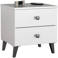 baltas naktine spintele - Naktinis staliukas Akord Furniture Factory Mobi K-02, balta/juoda - 6 nuotrauka