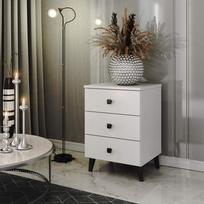ermitazas stalai - Komoda Akord Furniture Factory Mobi K-03, balta/juoda, 37 cm x 40 cm x 58 cm - 2 nuotrauka