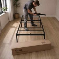 lova 100x200 - Lova VLX Metal, juoda, 213x111 cm, su grotelėmis - 3 nuotrauka
