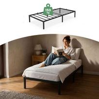 lova 100x200 - Lova VLX Metal, juoda, 213x111 cm, su grotelėmis - 4 nuotrauka