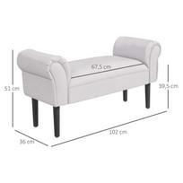 miegamojo lovos suoliukas - HOMCOM Suoliukas, pilkas (Grey), 102 cm x 36 cm x 51 cm - 8 nuotrauka