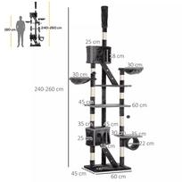 kaciukai medis - PawHut draskyklė katėms, 240-260 cm, tamsiai pilka (Dark Grey) - 8 nuotrauka