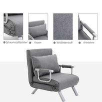 lova fotelis - Fotelis HOMCOM Atsipalaidimo kėdė, pilka (Grey) - 5 nuotrauka