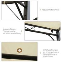 tentas nuo saules - Outsunny Sodo pavėsinė nuo saulės su sulankstomu šoniniu stogu UV apsauga - kreminė balta + juoda 3 x 2,5 m - 6 nuotrauka