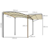 tentas nuo saules - Outsunny Sodo pavėsinė nuo saulės su sulankstomu šoniniu stogu UV apsauga - kreminė balta + juoda 3 x 2,5 m - 8 nuotrauka