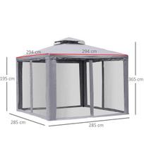 3x2,5 - Sodo pavėsinė Outsunny, 3x3x2.6 m, šviesiai pilka (Light Grey) - 8 nuotrauka