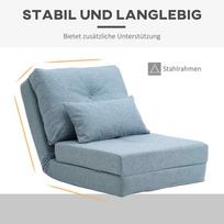 miegamasis fotelis pigu - Fotelis HOMCOM Grindų kėdė 2-in-1 sulankstoma lova su reguliuojamu atlošu, dangaus mėlyna (Sky Blue) - 4 nuotrauka