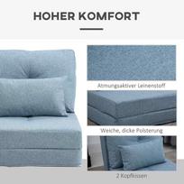 miegamasis fotelis pigu - Fotelis HOMCOM Grindų kėdė 2-in-1 sulankstoma lova su reguliuojamu atlošu, dangaus mėlyna (Sky Blue) - 5 nuotrauka