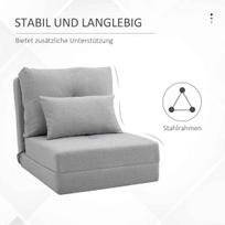 homcom sulankstomas - HOMCOM 2-in-1 sulankstomas grindų krėslas-lova, pilka spalva - 4 nuotrauka