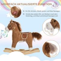 supamas arkliukas - Homcom pliušinis supamasis arkliukas su garsais Rudas/Baltas (Brown/White) - 6 nuotrauka