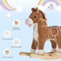 supamas arkliukas - Homcom pliušinis supamasis arkliukas su garsais Rudas/Baltas (Brown/White) - 7 nuotrauka