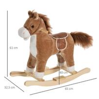 supamas arkliukas - Homcom pliušinis supamasis arkliukas su garsais Rudas/Baltas (Brown/White) - 8 nuotrauka
