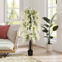 baltas cementas - Dirbtinis augalas vazone, Outsunny, balta/žalia (White/Green), 165 cm - 6 nuotrauka