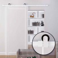 stumdomu sistemu begelis - HOMCOM Stumdomų durų furnitūros rinkinys 183 cm, balta (White) - 6 nuotrauka