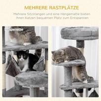 kaciukai medis - PawHut kačių draskyklė, laipiojimo medis, 132 cm, pilka (Grey) - 3 nuotrauka