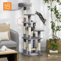kaciukai medis - PawHut kačių draskyklė, laipiojimo medis, 132 cm, pilka (Grey) - 5 nuotrauka